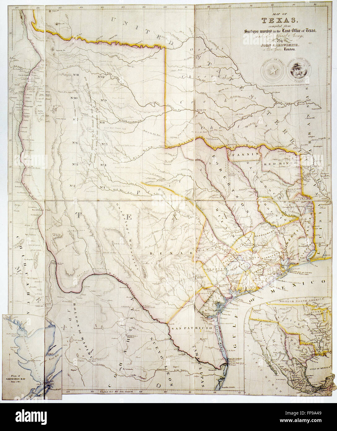 TEXAS: mappa, 1841. /NMap della repubblica indipendente del Texas da John Arrowsmith 'London Atlas", 1841. Foto Stock