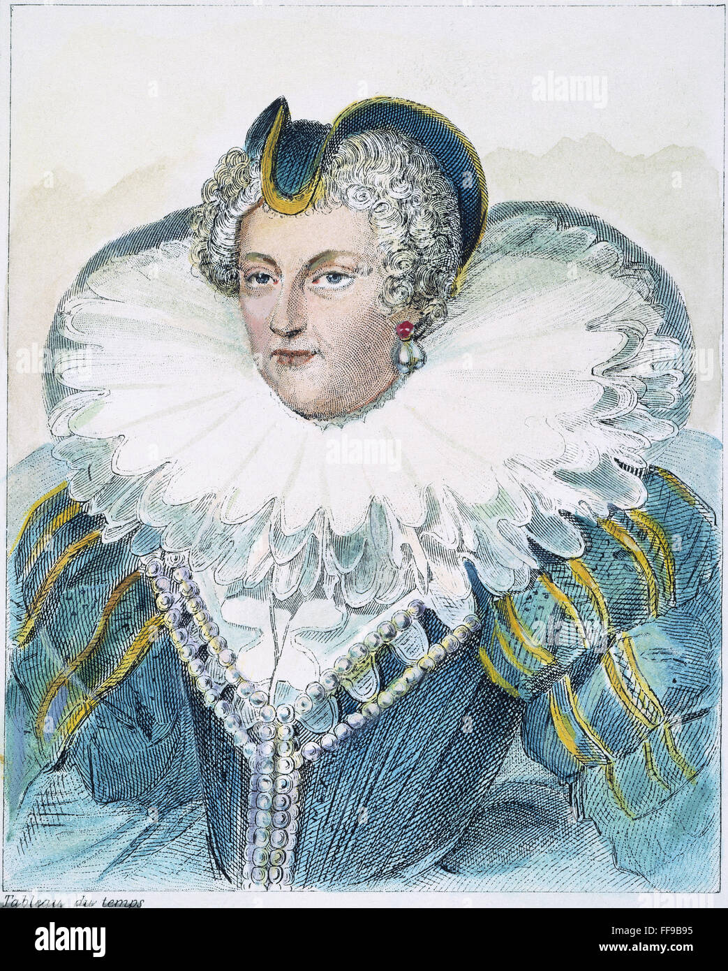 Maria de' Medici (1573-1642). /NQueen della Francia, 1600-1610. Incisione in acciaio, francese, 1838. Foto Stock