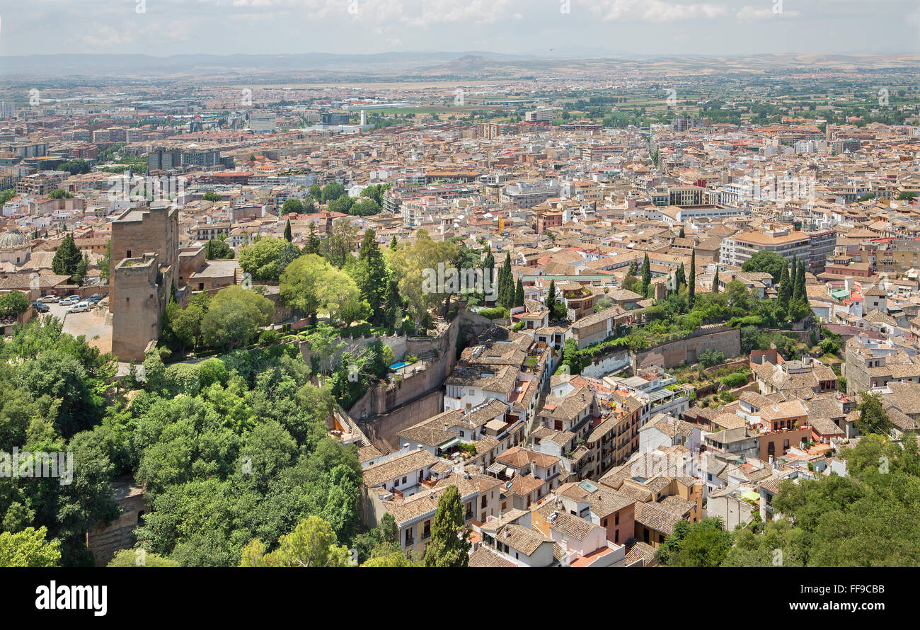 Spagna Granada - Le prospettive sulla città da Alhambra fortezza. Foto Stock