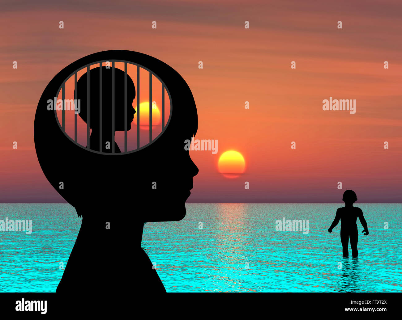 Bambino con disturbi mentali Foto Stock