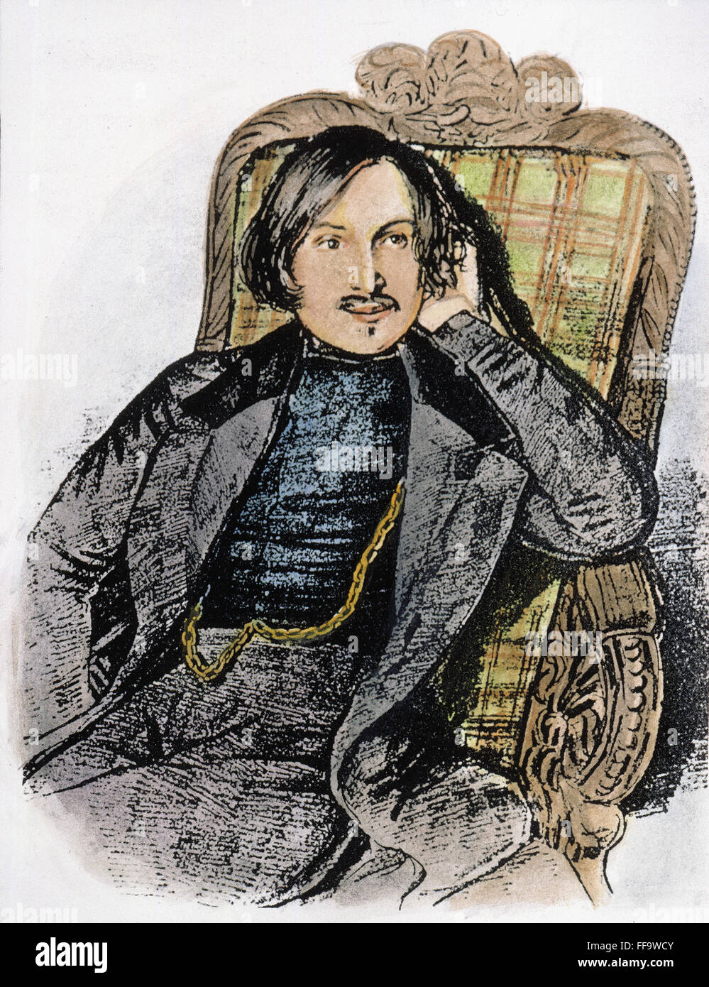NIKOLAI VASILYEVICH GOGOL /n(1809-1852). Russo (Ucraino-nato) scrittore. Schizzo a matita, 1840. Foto Stock