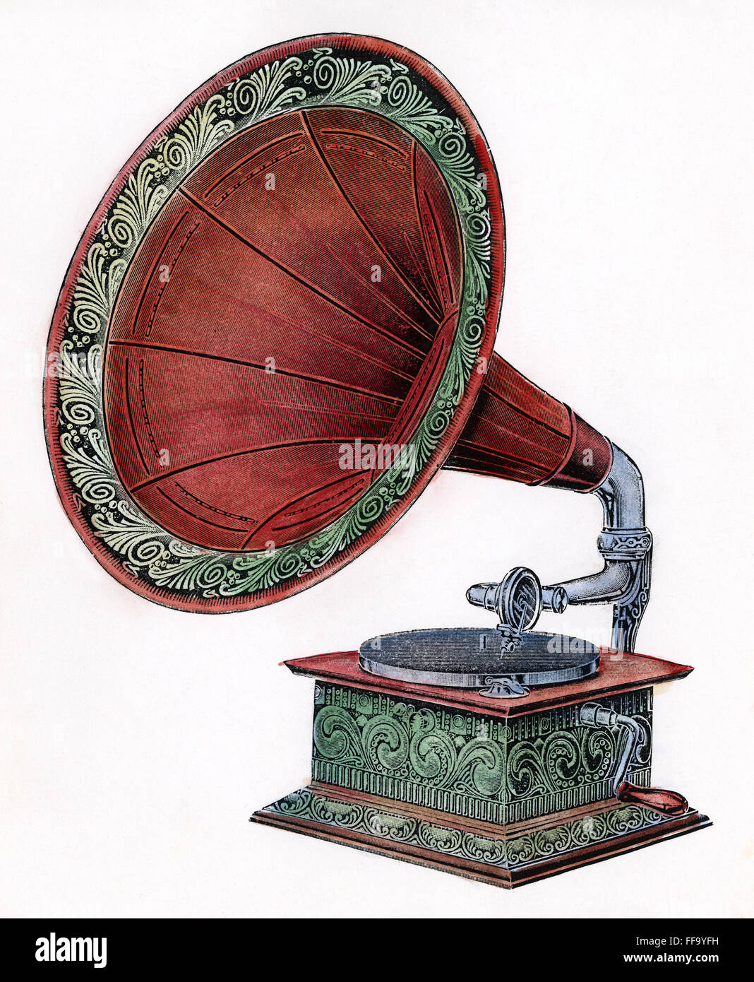 Fonografo. /Nlinea incisione, Tedesco, 1910. Foto Stock