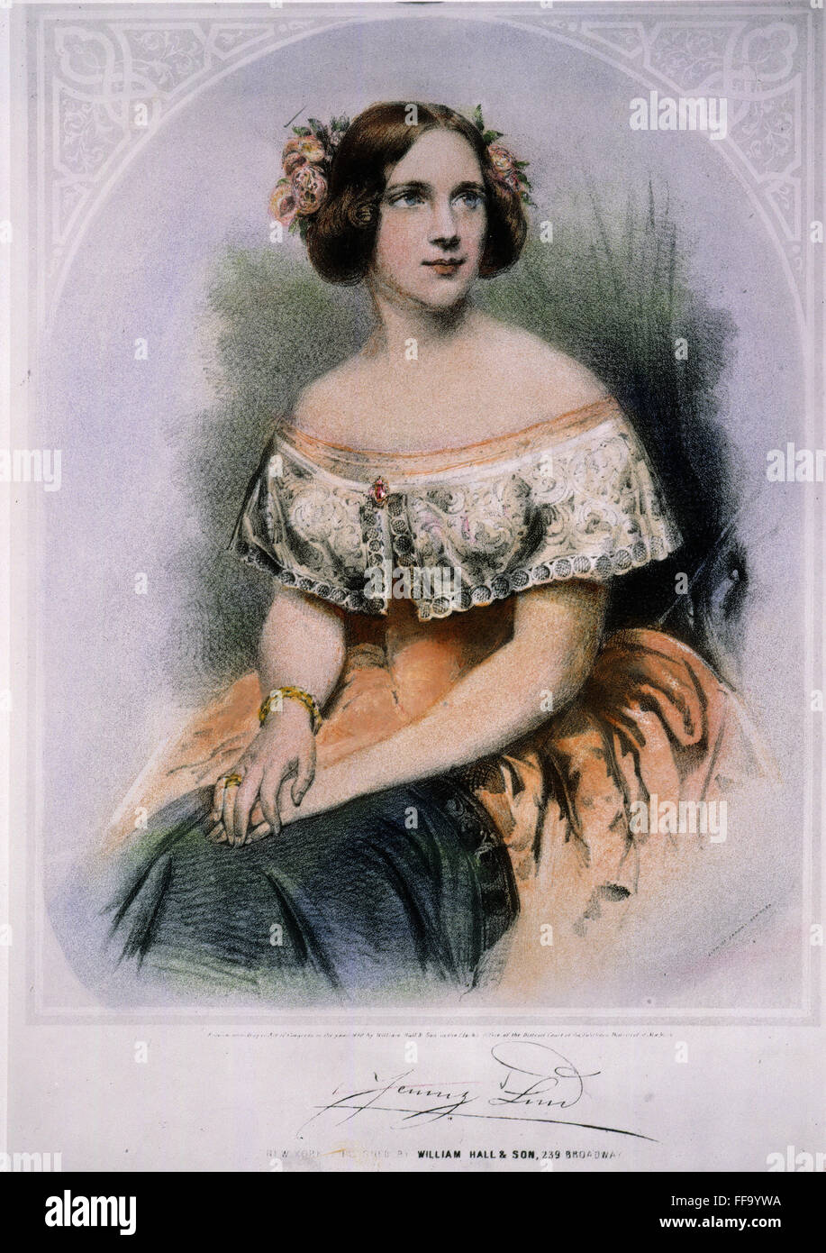 JENNY LIND (1820-1887). /NSwedish cantante soprano. Litografia, American, 1850. Foto Stock