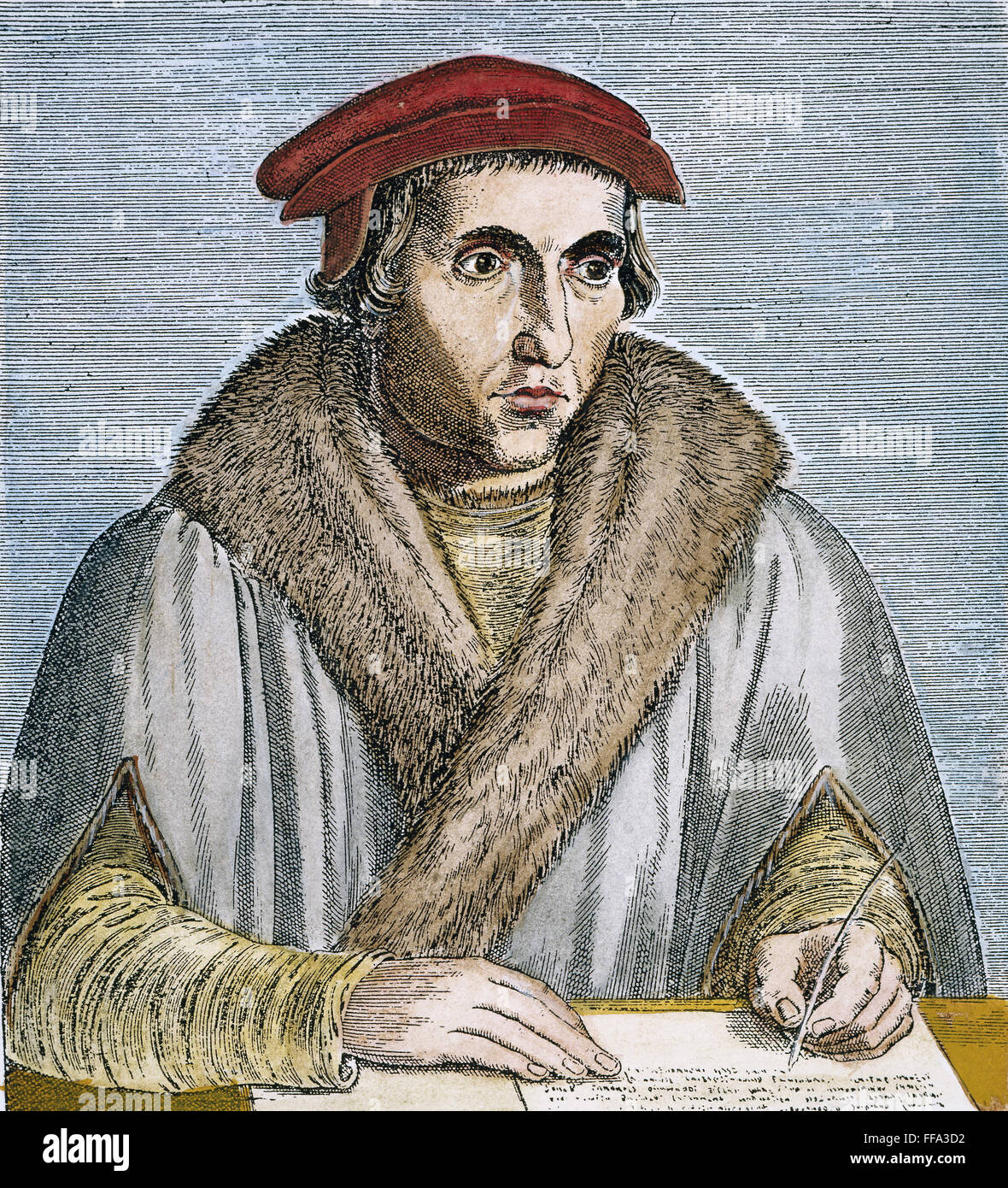 JUAN LUIS VIVES (1492-1540). /NSpanish umanista: linea di incisione, fiammingo, 1572. Foto Stock