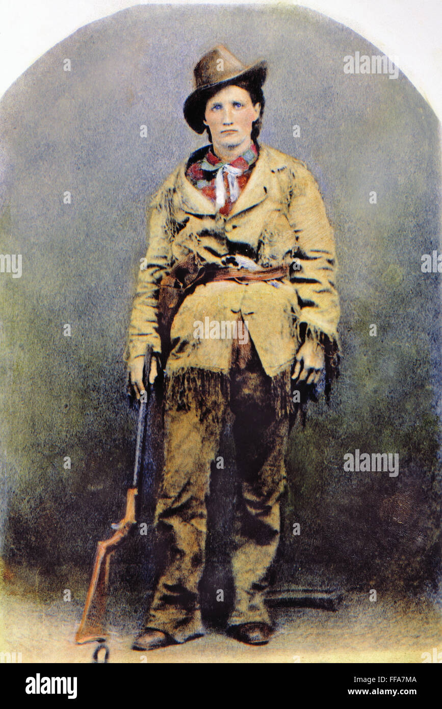 CALAMITY JANE (c1852-1903)./nMartha Jane Canary Burke. American frontierswoman. Olio Sopra una fotografia, 1895. Foto Stock
