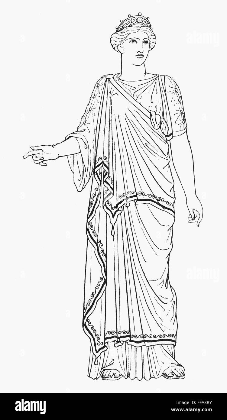 Mitologia: HERA/JUNO. /Nlinea incisione dopo un antica statua. Foto Stock