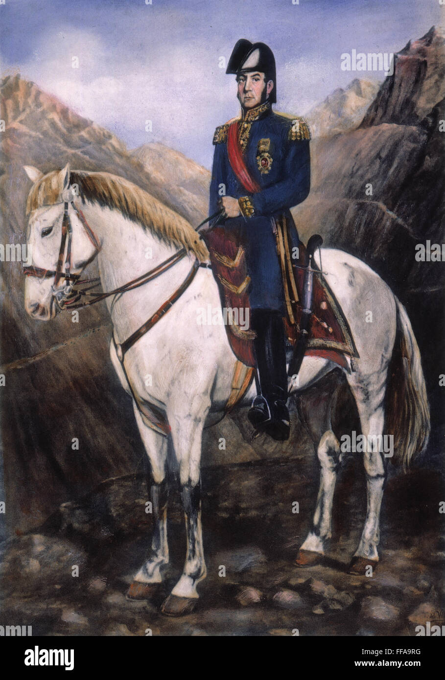 JOSE DE SAN MARTIN /n(1778-1850). Soldato argentino e più. Dopo un dipinto da Tomas del Villar. Foto Stock