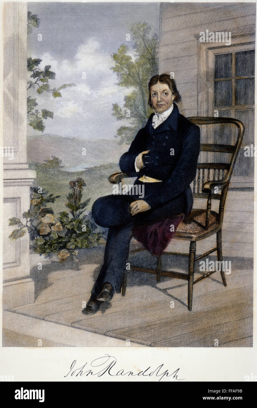 JOHN RANDOLPH (1773-1833). /NAmerican statista. Incisione in acciaio, americano, 1863. Foto Stock