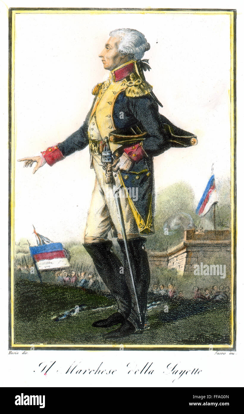 Il marchese de LAFAYETTE /n(1757-1834). Soldato francese e più. La puntasecca, Italiano, all'inizio del XIX secolo. Foto Stock
