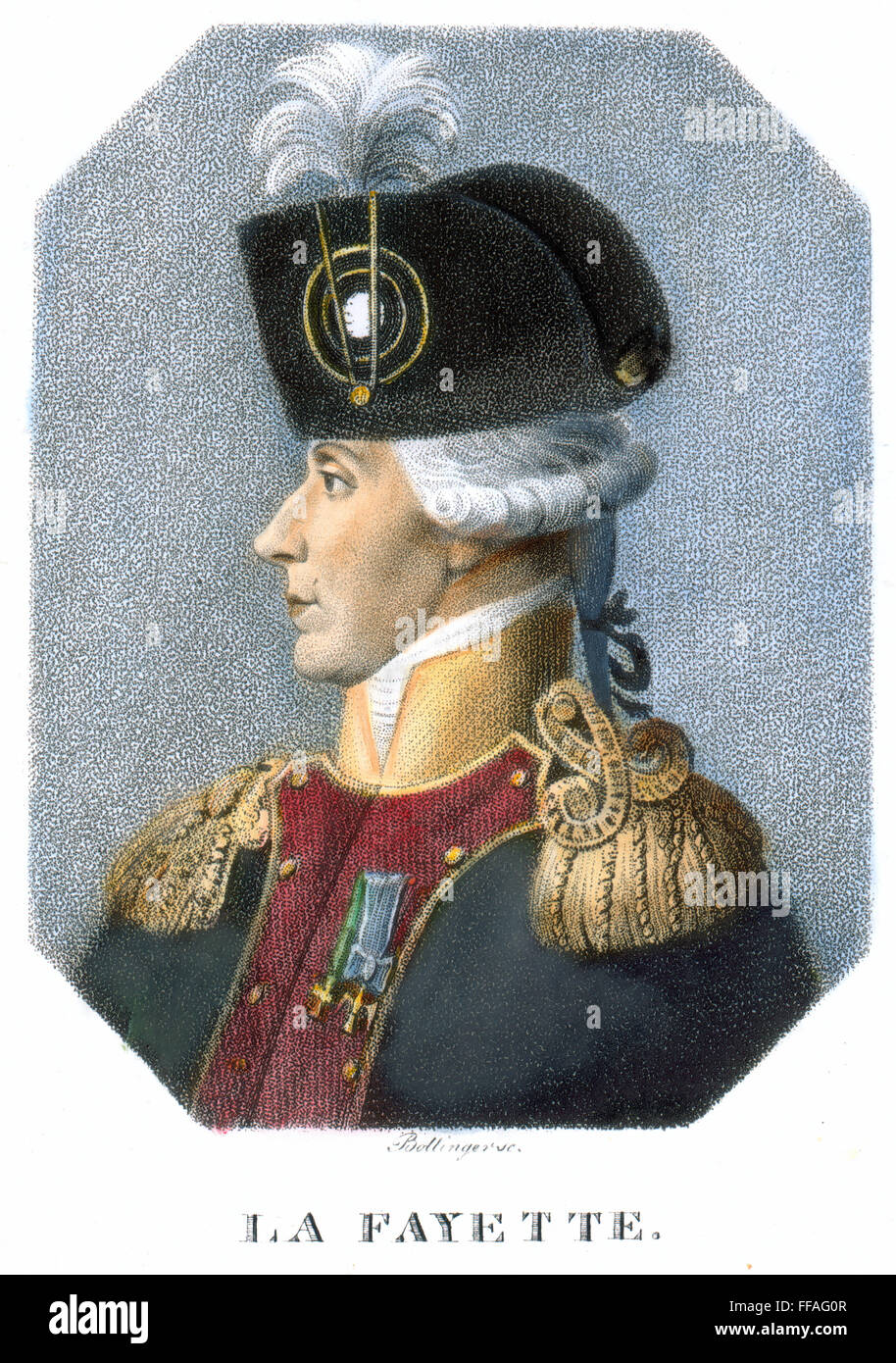 Il marchese de LAFAYETTE /n(1757-1834). Soldato francese e più. Litografia colorata, tedesco, all'inizio del XIX secolo. Foto Stock