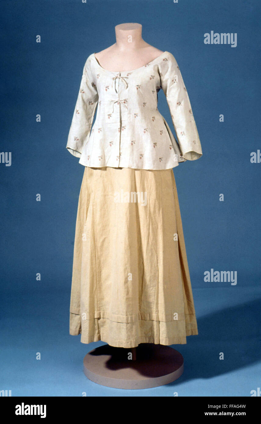 Donna di PETTICOAT, 1770. /NAmerican donna di trapuntato in raso di seta petticoat. Foto Stock