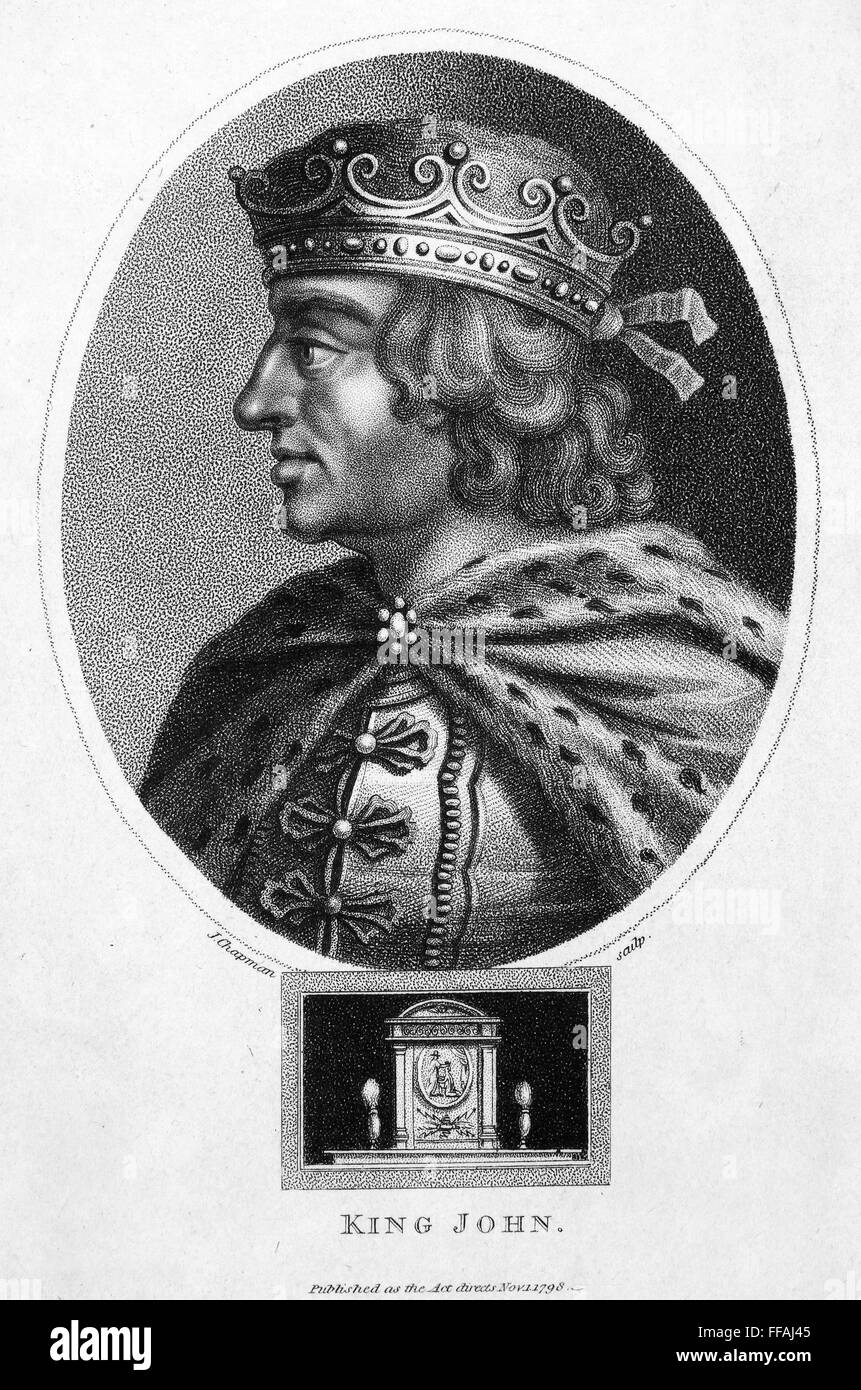 Re Giovanni di Inghilterra /n(1167-1216). Re d'Inghilterra, 1199-1216. La puntasecca, inglese, 1798. Foto Stock