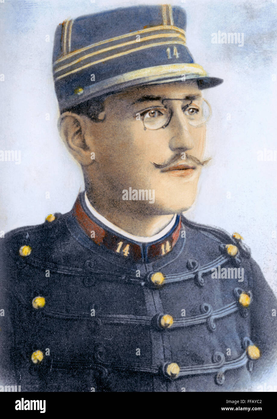 ALFRED DREYFUS (1859-1935). /NFrench ufficiale dell'esercito. Olio Sopra una fotografia, c1894. Foto Stock