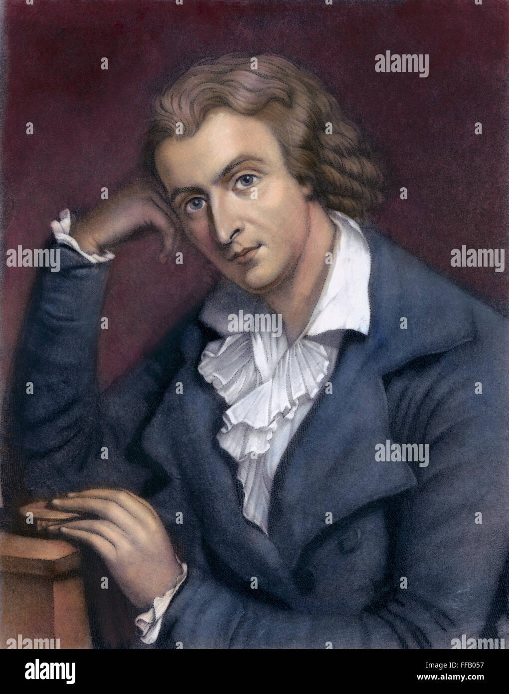 FRIEDRICH SCHILLER /n(1759-1805). Johann Christoph Friedrich von Schiller. Il tedesco poeta e drammaturgo. Mezzatinta dopo la verniciatura, 1791, da Anton Graff. Foto Stock