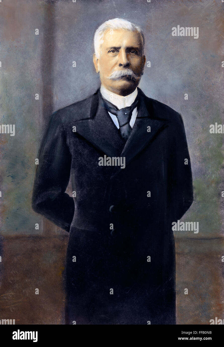 PORFIRIO DIAZ (1830-1915). /NMexican generale e statista. Olio Sopra una fotografia, 1907. Foto Stock