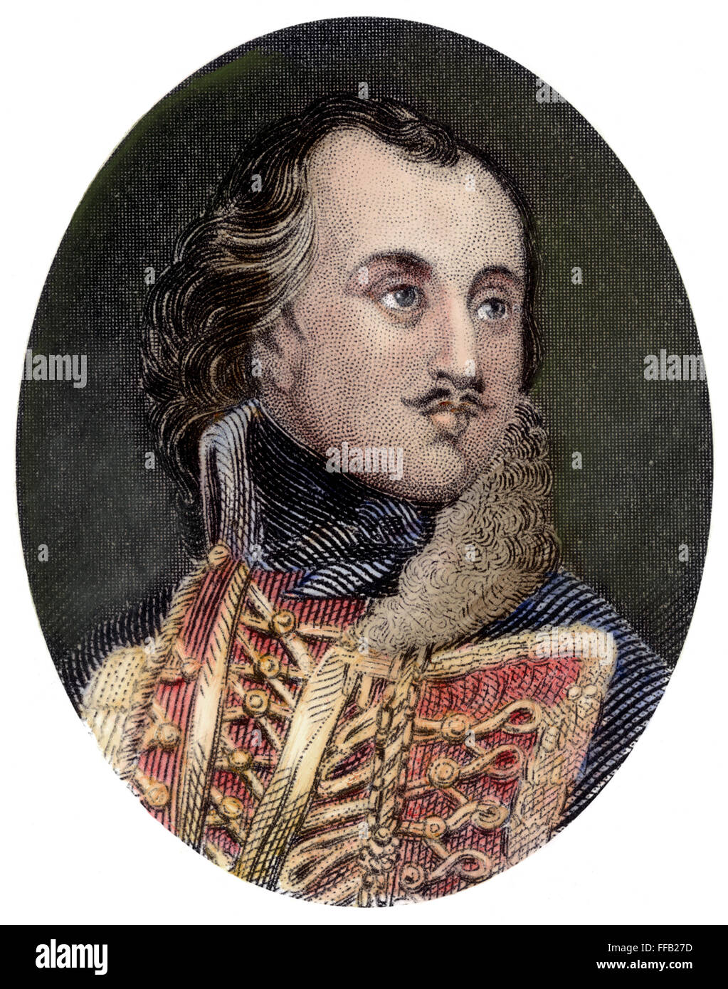 CASIMIR PULASKI (1747-1779). /NPolish soldato in guerra rivoluzionaria americana. Incisione colorata, xix secolo. Foto Stock