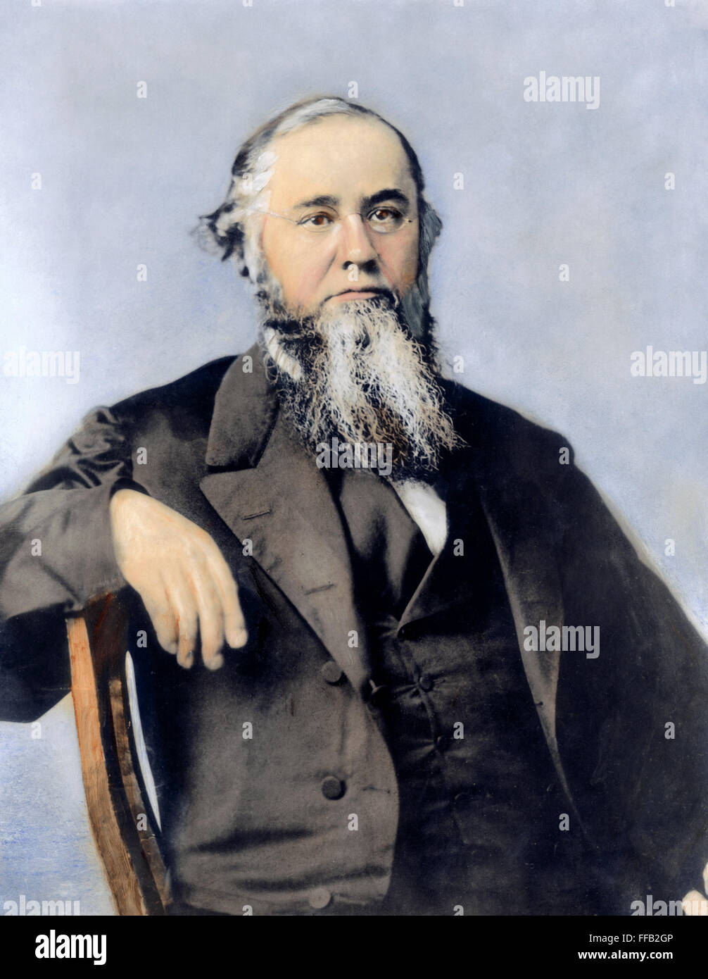 EDWIN STANTON (1814-1869). /NAmerican avvocato e statista. Olio Sopra una fotografia scattata da Mathew Brady durante la Guerra Civile. Foto Stock