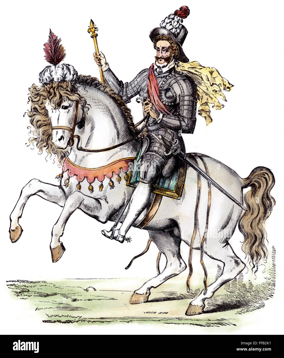 Enrico IV (1553-1610). /Nanche noto come Enrico di Navarra. Re di Francia, 1589-1610. La linea di incisione, fine del XIX secolo. Foto Stock