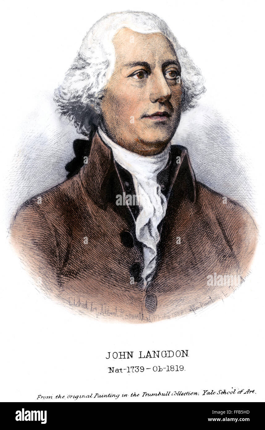 JOHN LANGDON (1739-1819). /NAmerican dirigente rivoluzionario. Attacco, 1888 da Albert Rosenthal dopo John Trumbull. Foto Stock