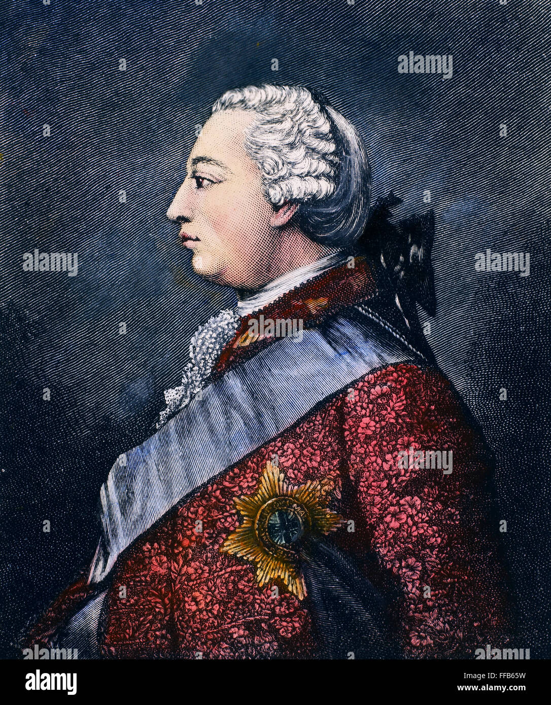 GEORGE III (1738-1820). /NKing della Gran Bretagna, 1760-1820. Incisione su legno, xix secolo. Foto Stock
