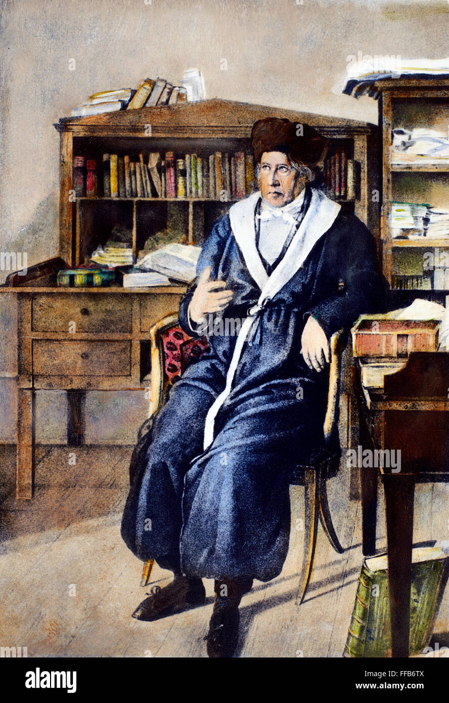 GEORG WILHELM HEGEL /n(1770-1831). Filosofo tedesco. Hegel nel suo studio. Litografia del 1828, da Julius Ludwig Sebbers. Foto Stock