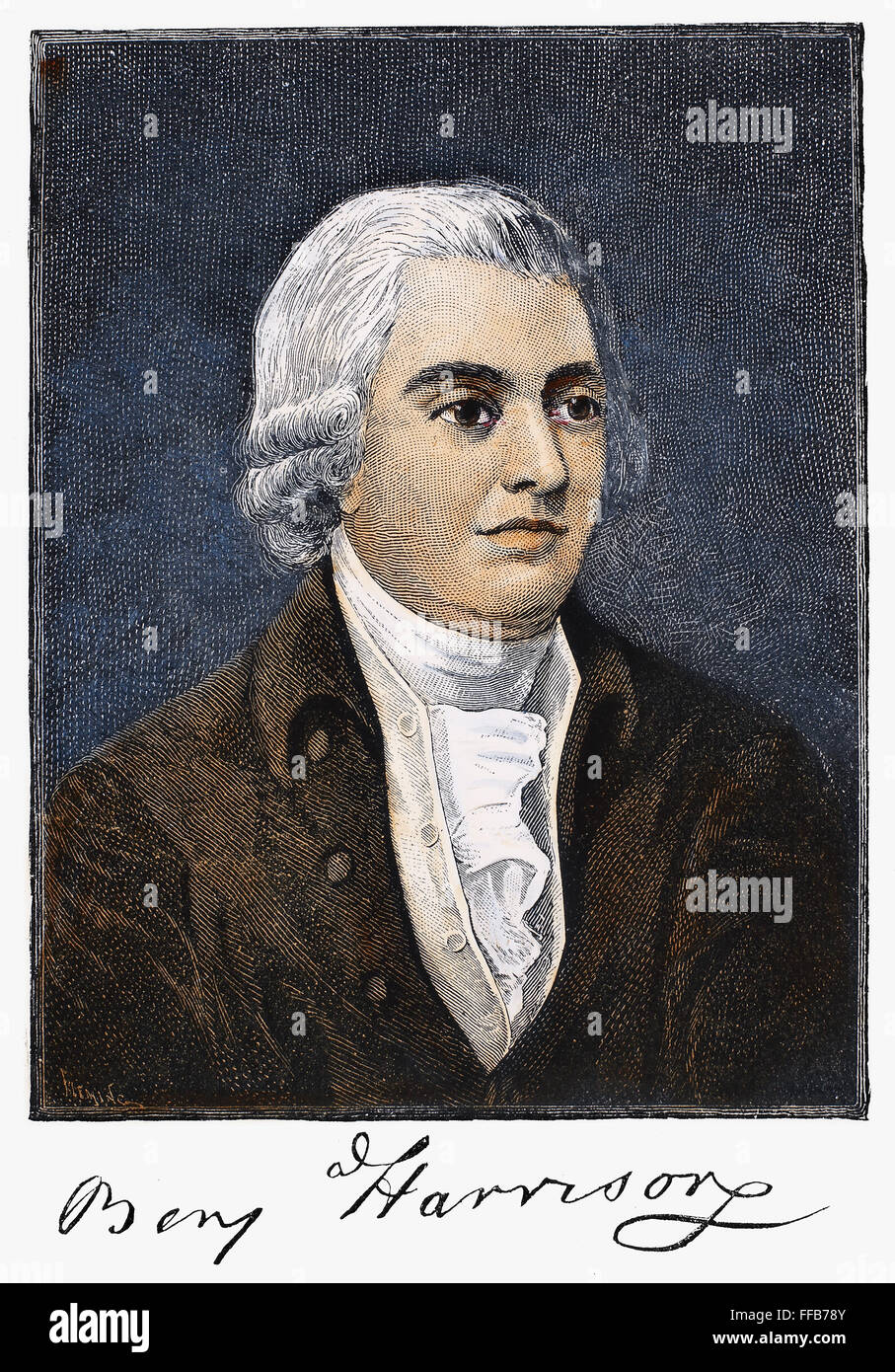 BENJAMIN HARRISON /n(1726-1791). Rivoluzionaria americana leader. Incisione su legno, xix secolo. Foto Stock