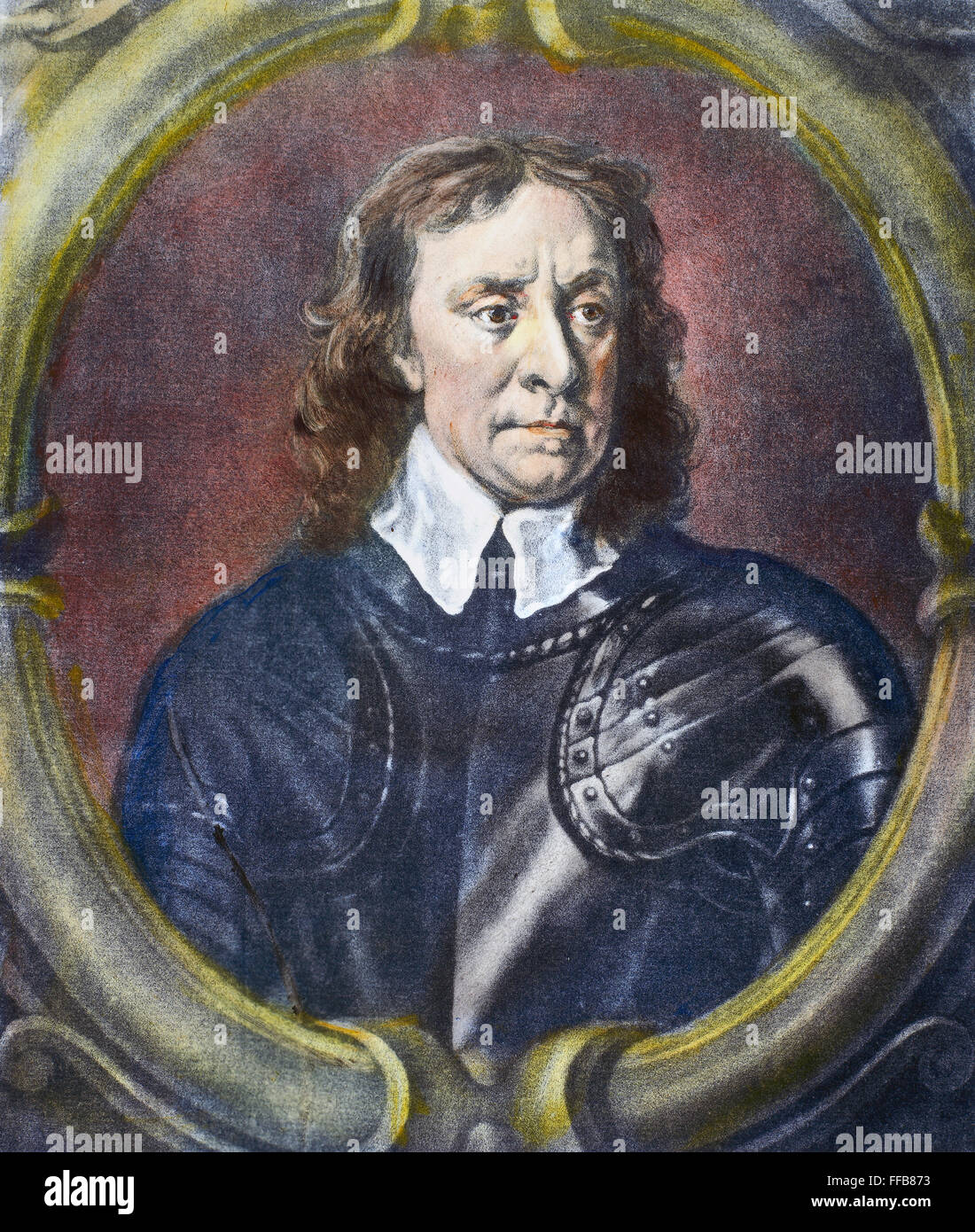 OLIVER Cromwell (1599-1658). /NEnglish soldato e più. Mezzatinta, inglese, 1750, dopo un dipinto del 1653 da Sir Peter Lely. Foto Stock