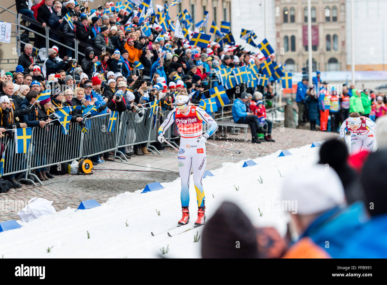 Stoccolma, Svezia. Xi Febbraio, 2016. I concorrenti gara durante il Royal Palace Sprint a Stoccolma, Svezia, 11 febbraio, 2016. © Shi Tiansheng/Xinhua/Alamy Live News Foto Stock