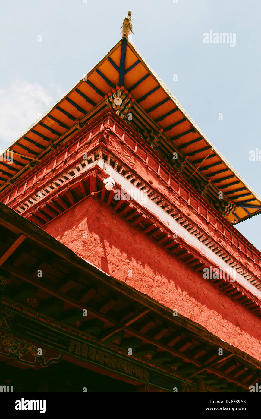 Il punto di vista della costruzione del Tempio Ramoche, Lhasa città. Foto Stock