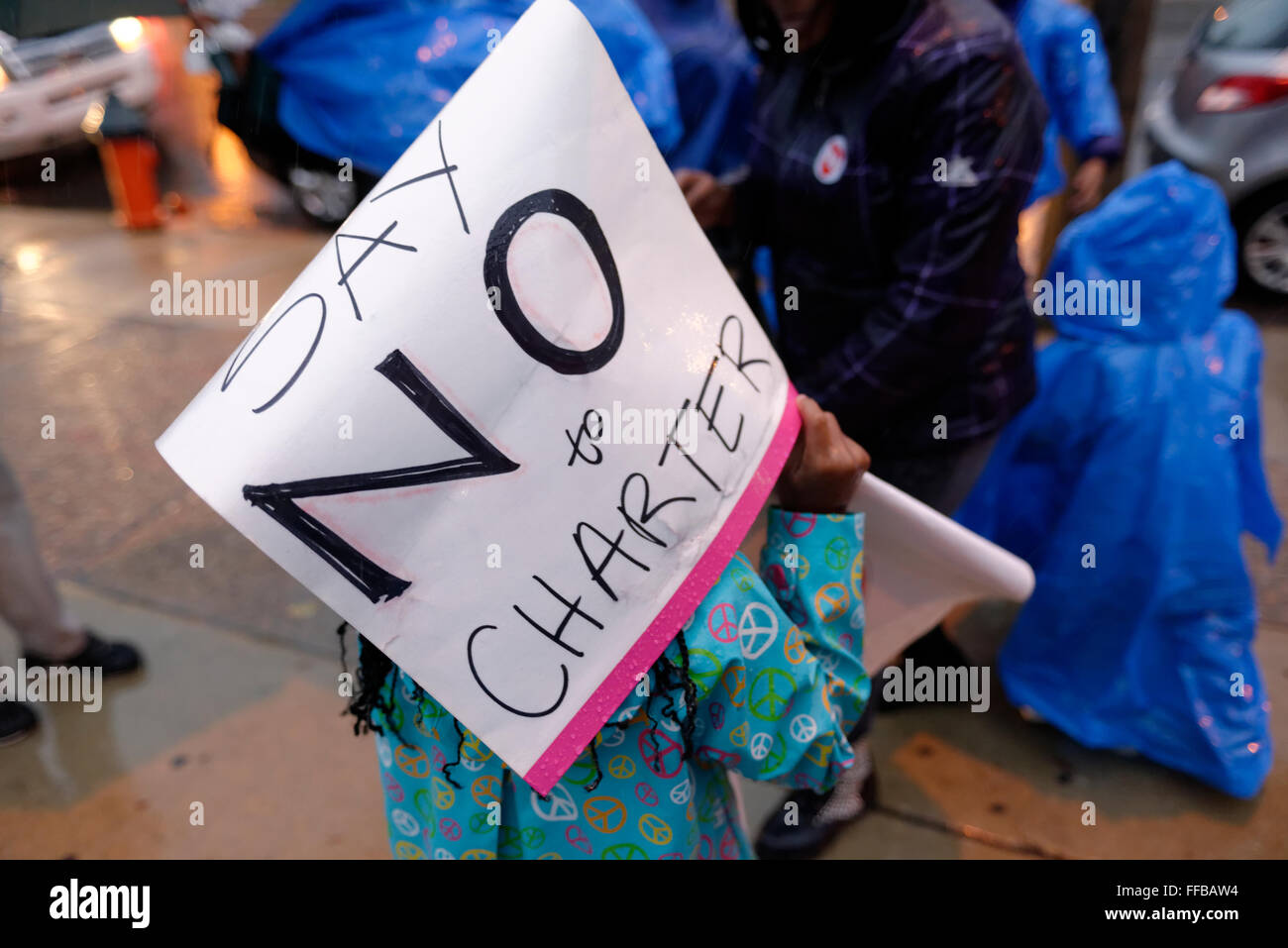 Protesta a nov. 19, 2015 La riforma della scuola Commissione Azione maratona incontro al distretto scolastico di Philadelphia in sede. Foto Stock