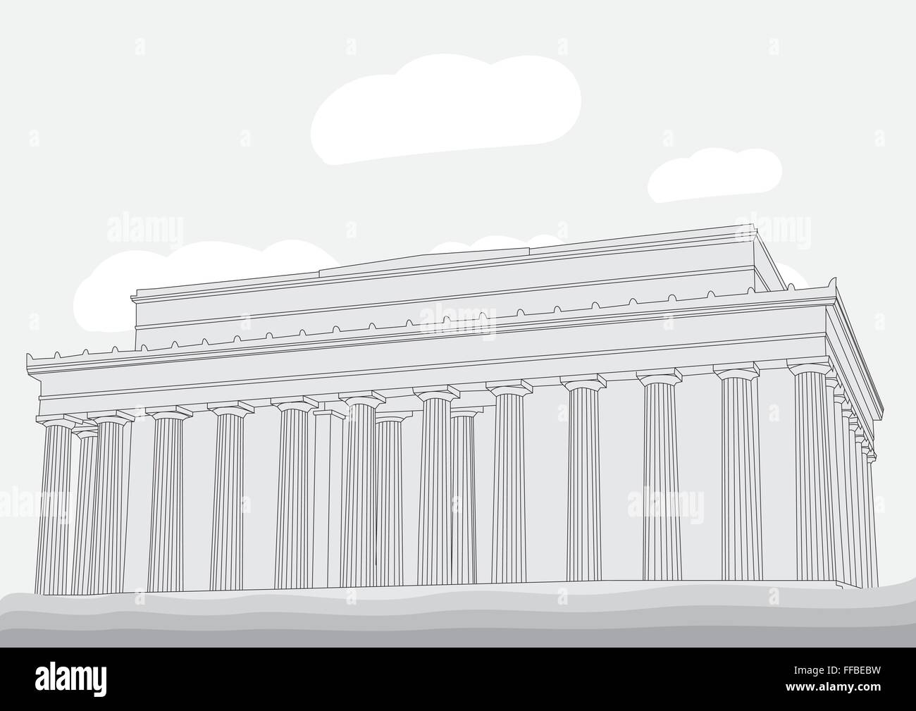 Il Lincoln Memorial Centre illustrazione vettoriale per riviste o giornali Illustrazione Vettoriale
