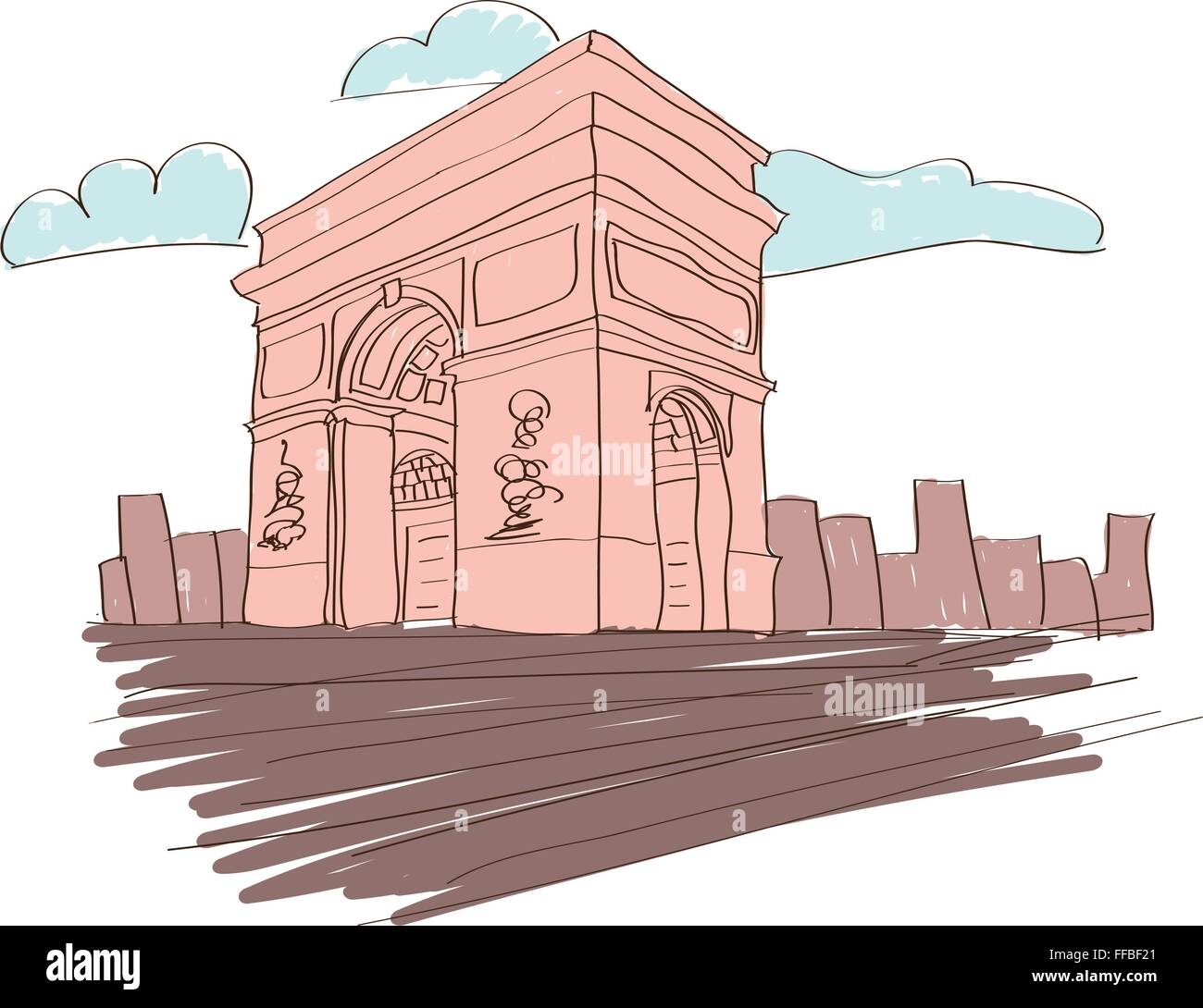 Arc de Triomphe - Parigi - Francia. Illustrazione Vettoriale per riviste o giornali Illustrazione Vettoriale