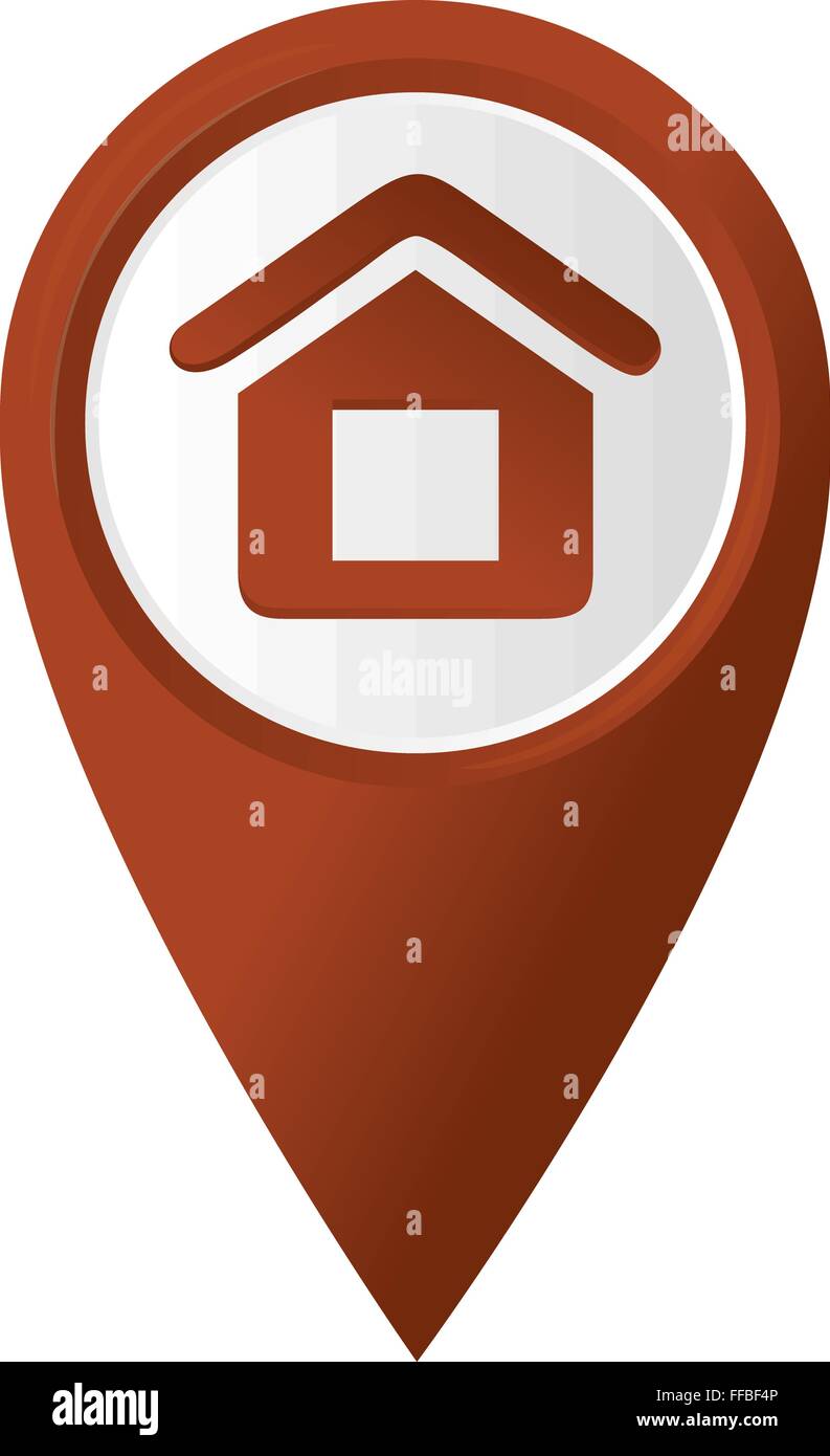 Icona Home sul rosso puntatore mappa. Illustrazione Vettoriale Illustrazione Vettoriale