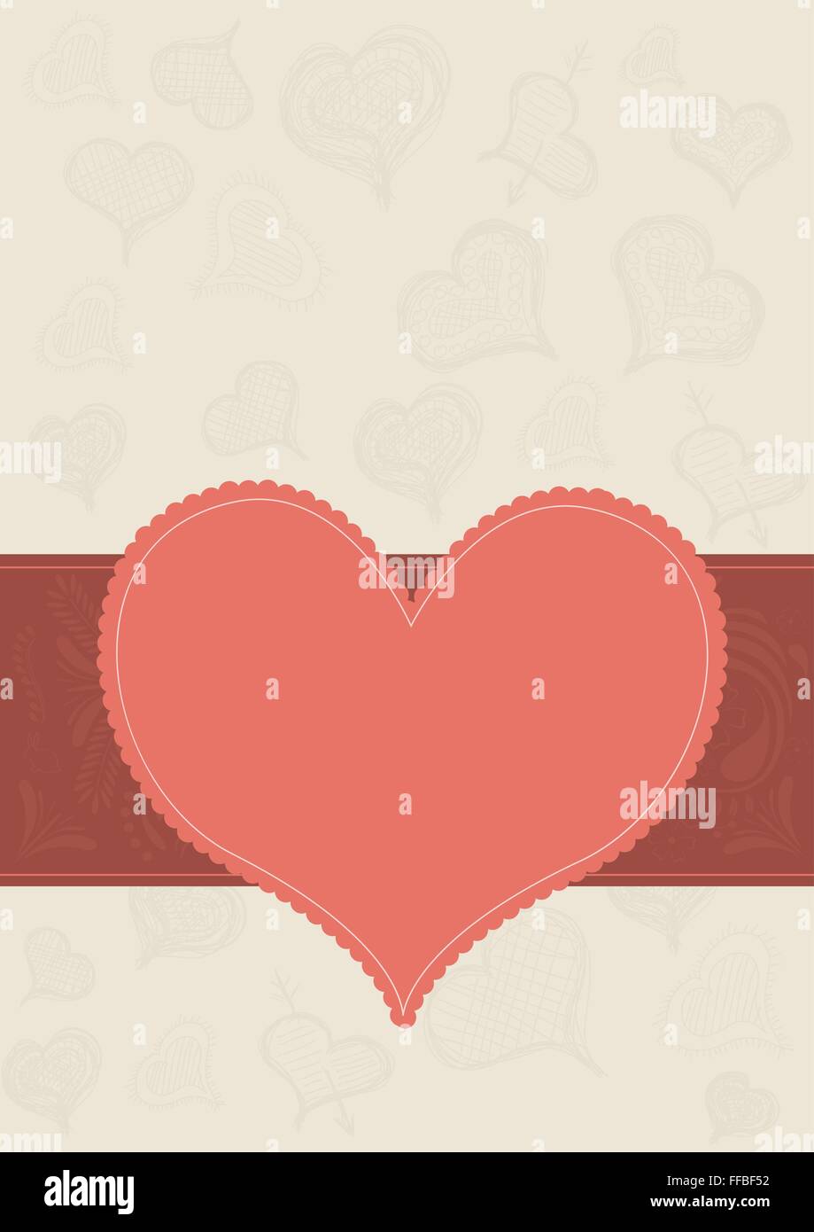 Il messaggio di saluto del vettore o di un matrimonio card con cuori Illustrazione Vettoriale