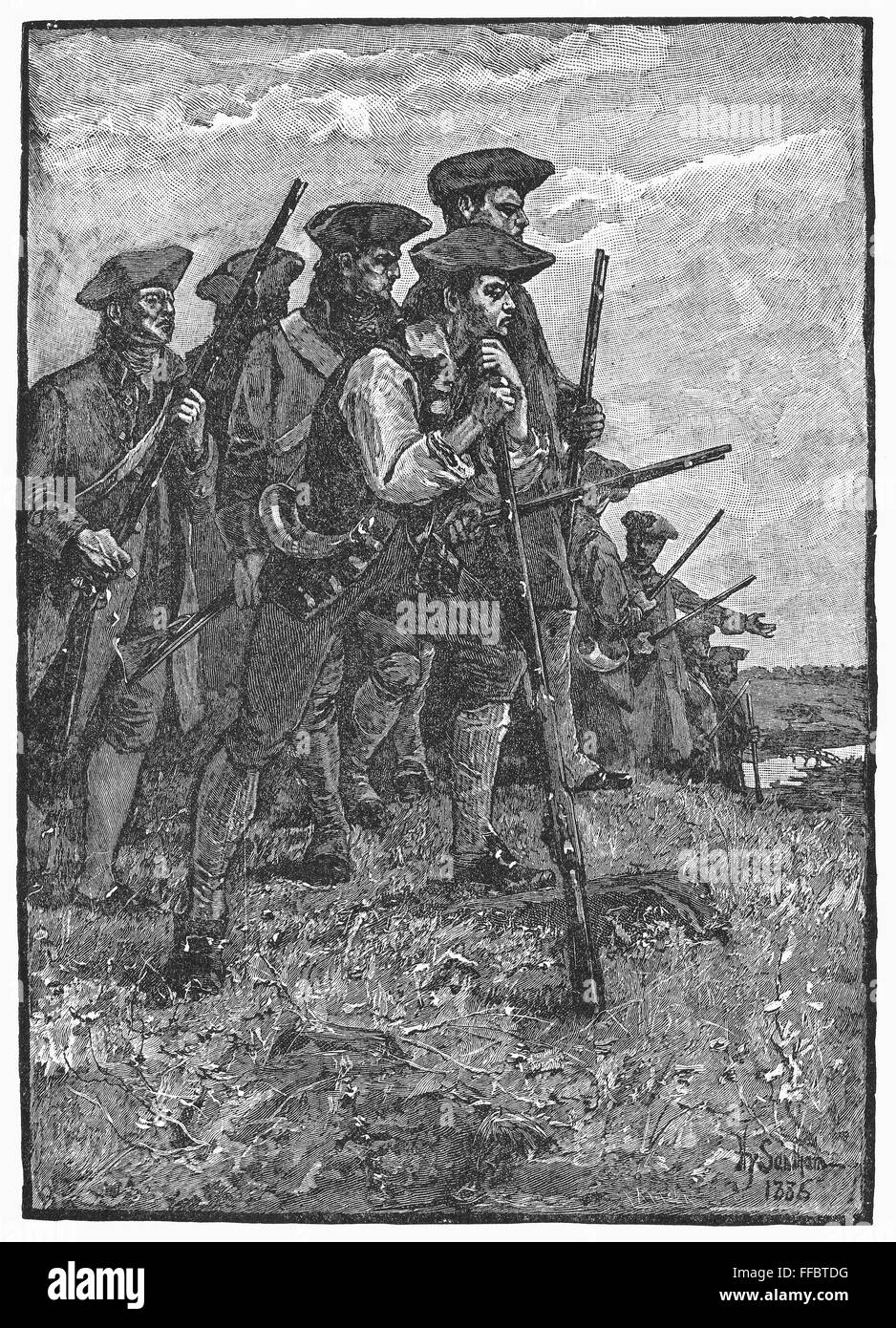 MINUTEMEN, c1776. /NMinutemen della Rivoluzione Americana. Illustrazione, 1885. Foto Stock