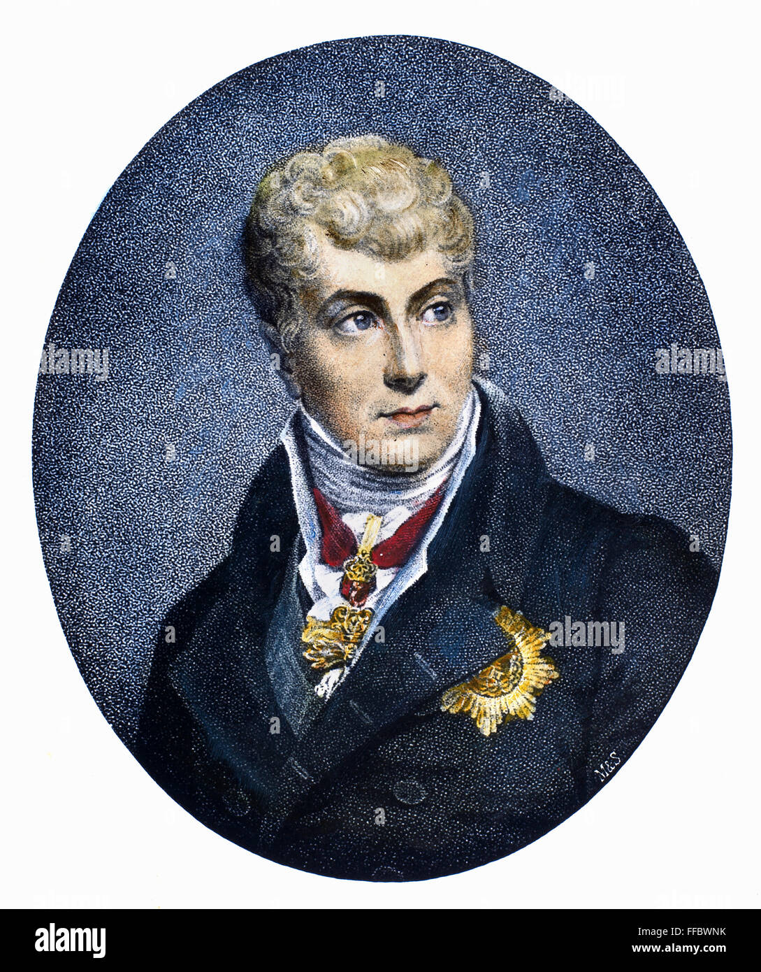 Il principe Metternich /n(1773-1859). Il principe Klemens Wenzel Nepomuk Lothar von Metternich. Statista austriaco. Incisione da imbianchino dopo la pittura da Franτois Gerard, 1808. Foto Stock