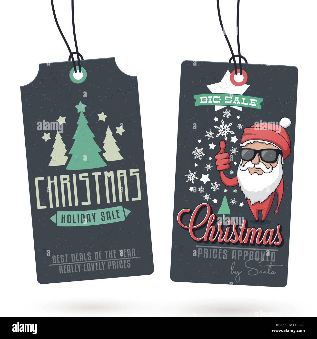 Collezione di Vintage Natale vendite relativi cartellini Illustrazione Vettoriale