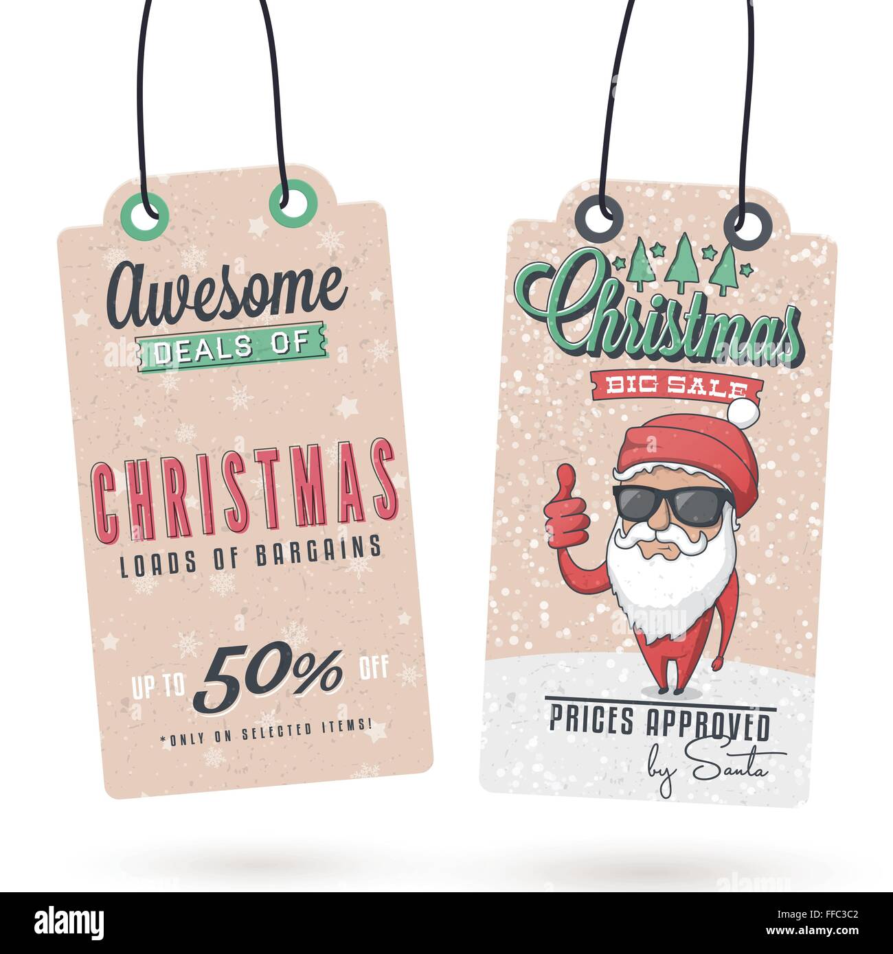 Collezione di Vintage Natale vendite relativi cartellini Illustrazione Vettoriale
