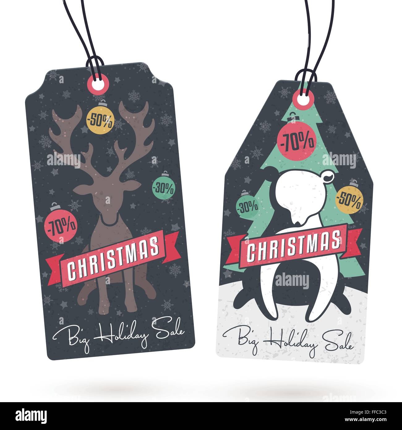 Collezione di Vintage Natale vendite relativi cartellini Illustrazione Vettoriale