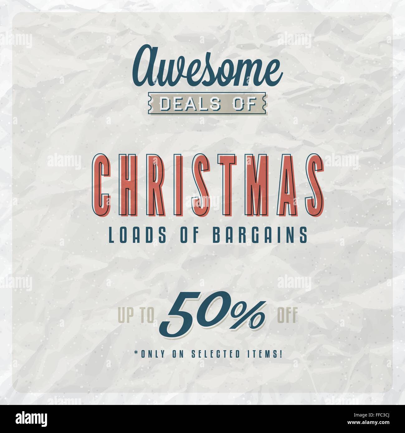 Vendita di Natale etichetta sul Vintage carta testurizzata Illustrazione Vettoriale