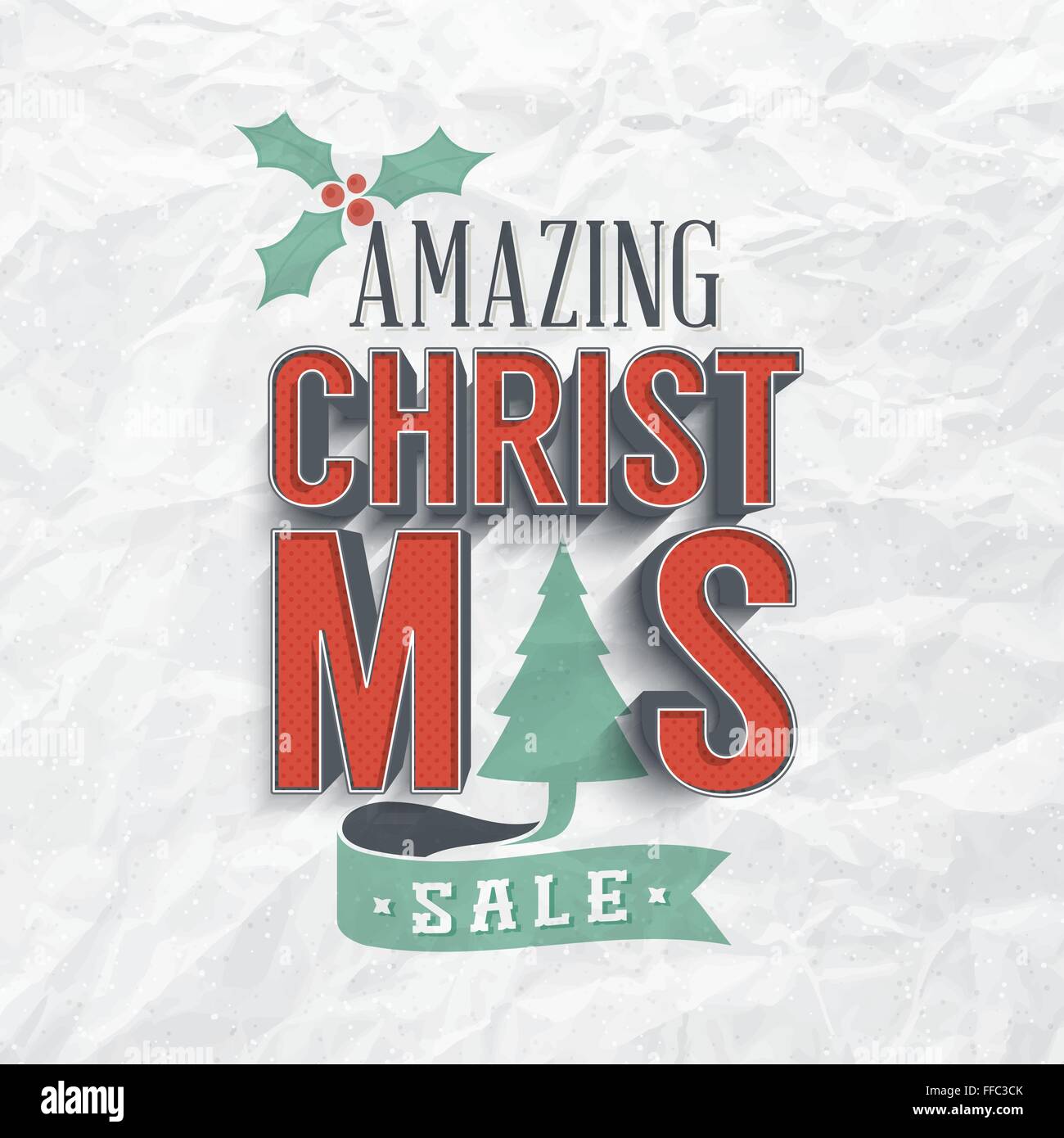 Vendita di Natale etichetta sul Vintage carta testurizzata Illustrazione Vettoriale