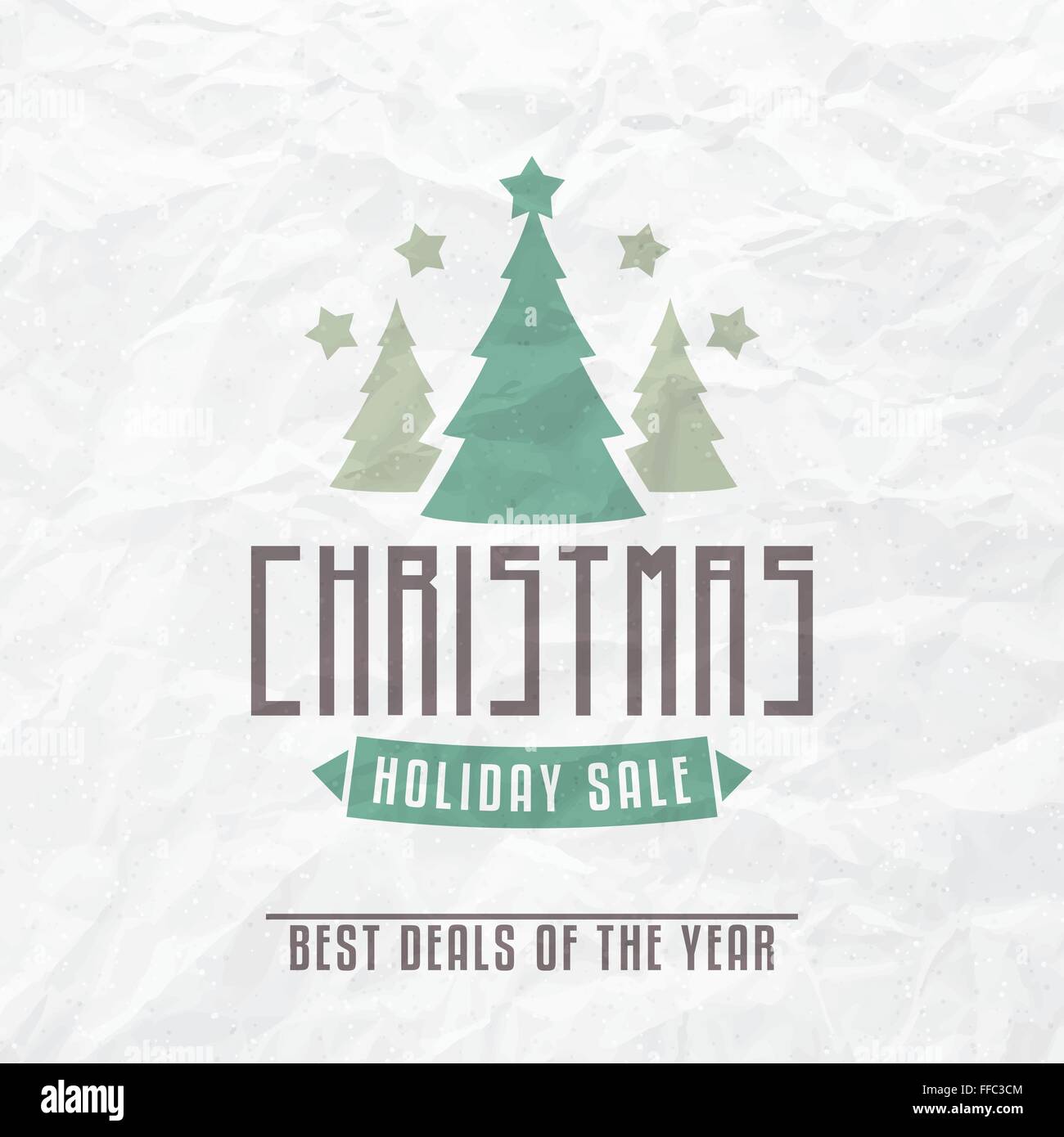 Vendita di Natale etichetta sul Vintage carta testurizzata Illustrazione Vettoriale