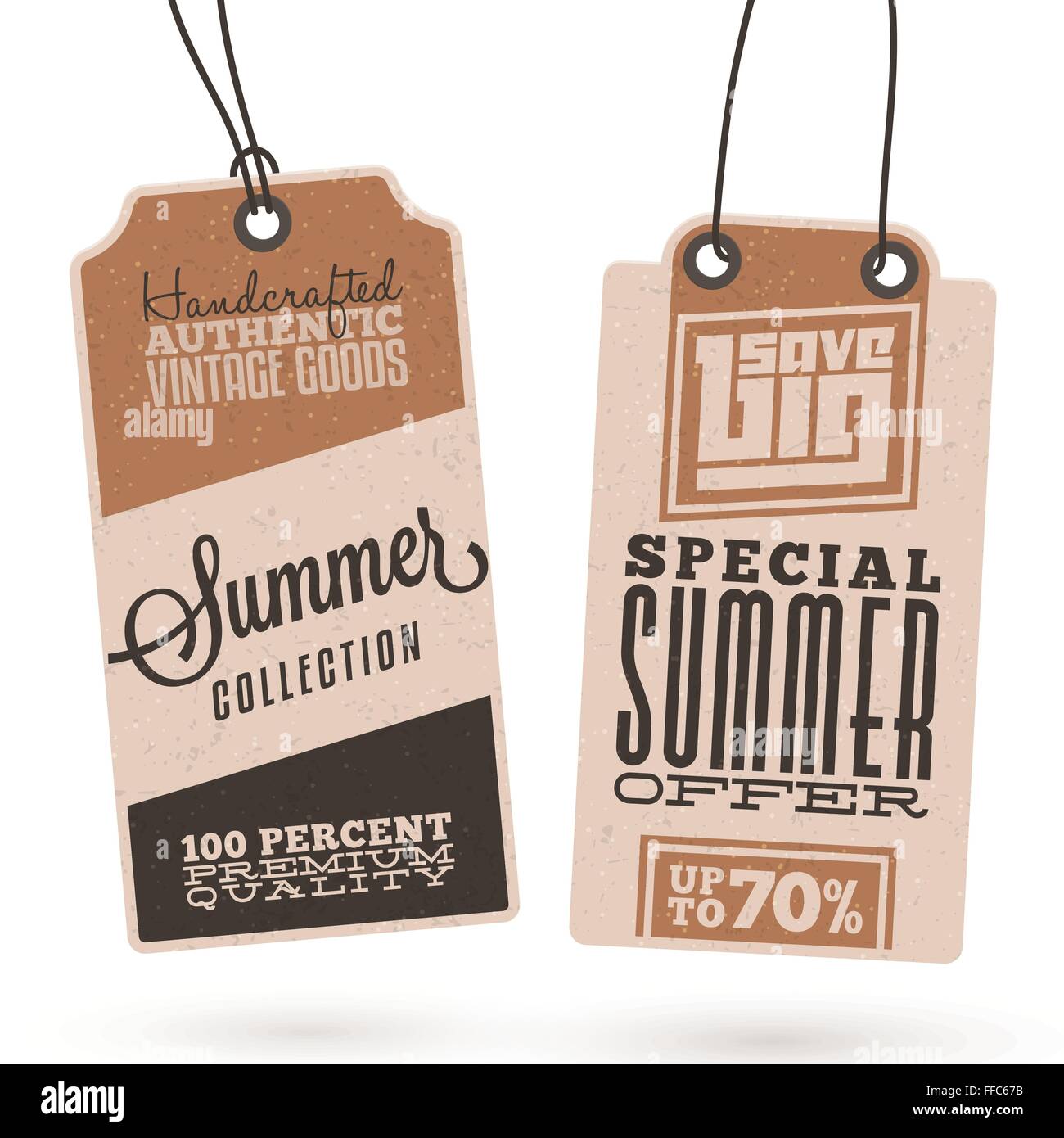 Collezione di Vintage Summer Sales relativi cartellini Illustrazione Vettoriale