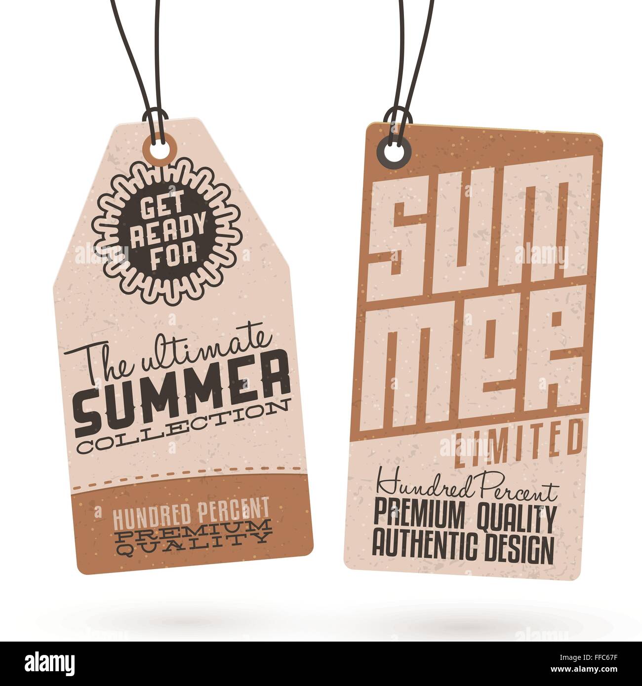 Collezione di Vintage Summer Sales relativi cartellini Illustrazione Vettoriale