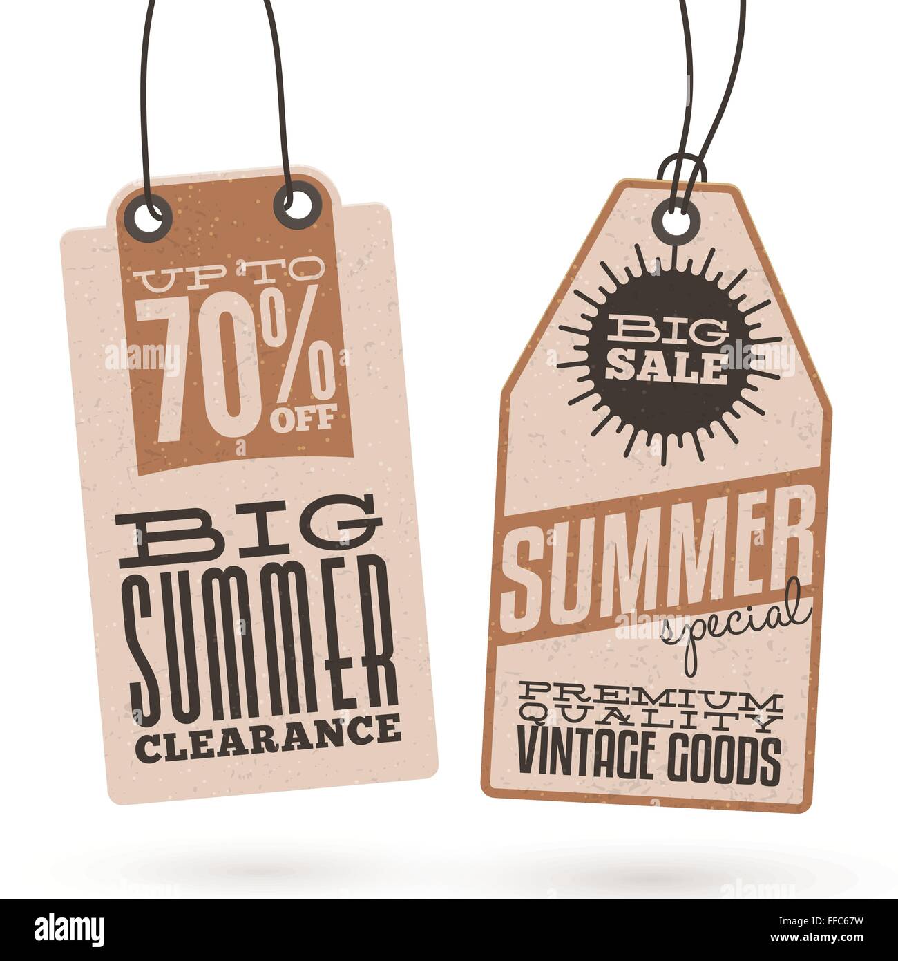 Collezione di Vintage Summer Sales relativi cartellini Illustrazione Vettoriale