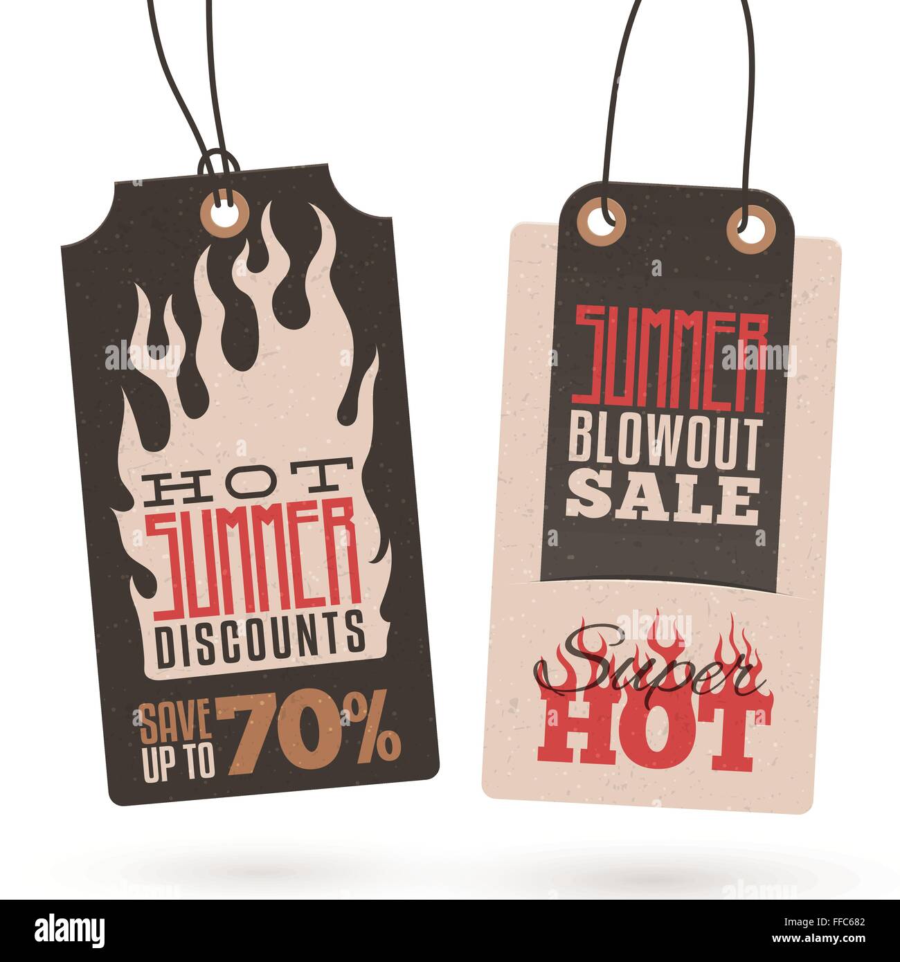 Collezione di Vintage Summer Sales relativi cartellini Illustrazione Vettoriale