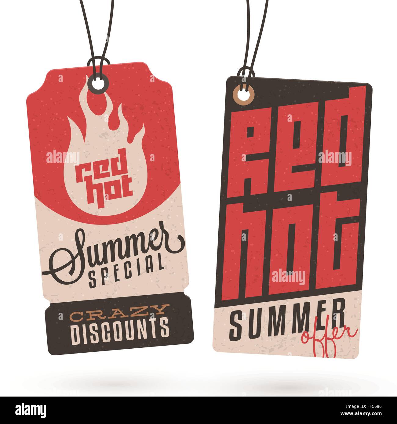 Collezione di Vintage Summer Sales relativi cartellini Illustrazione Vettoriale