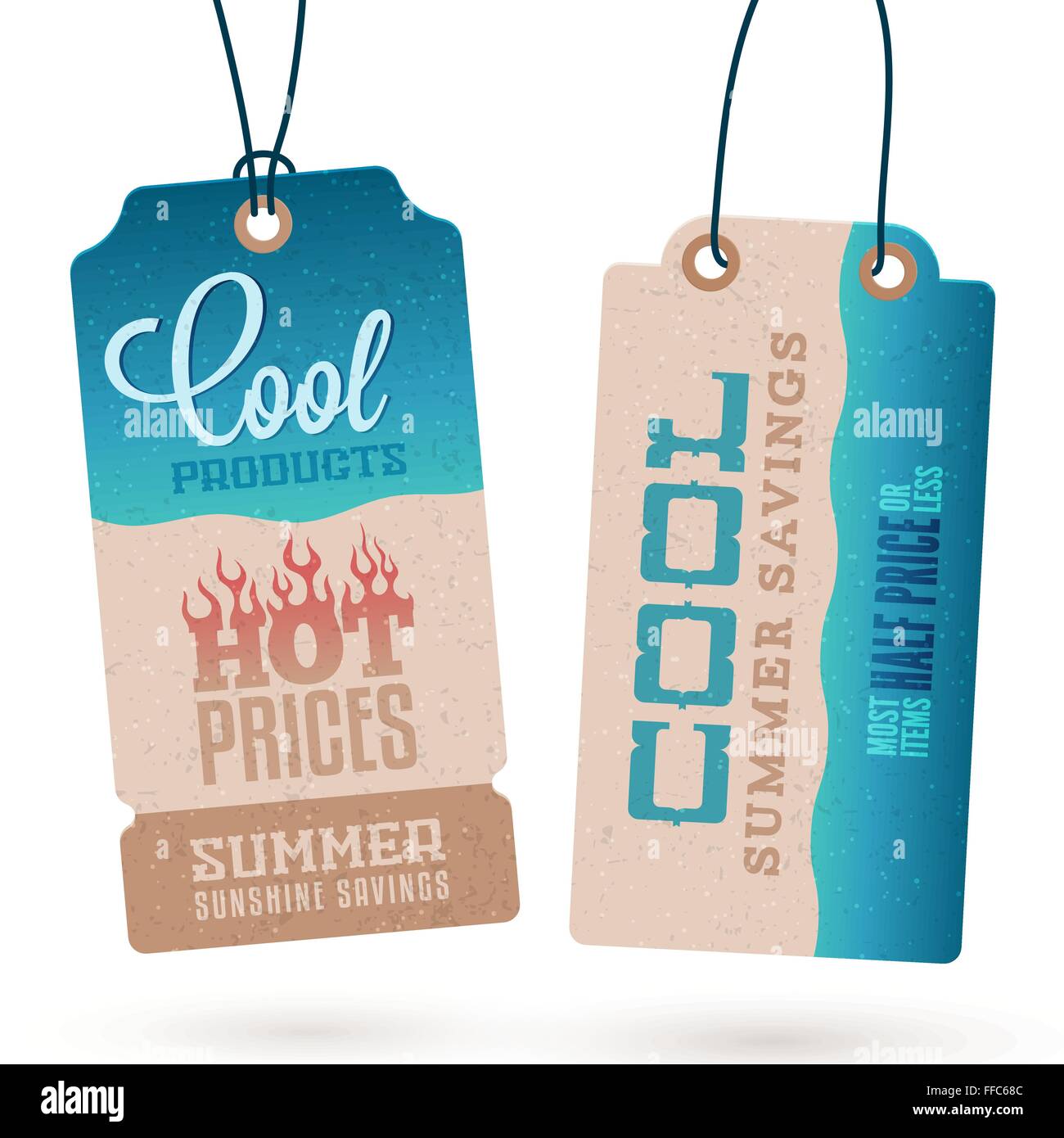 Collezione di Vintage Summer Sales relativi cartellini Illustrazione Vettoriale