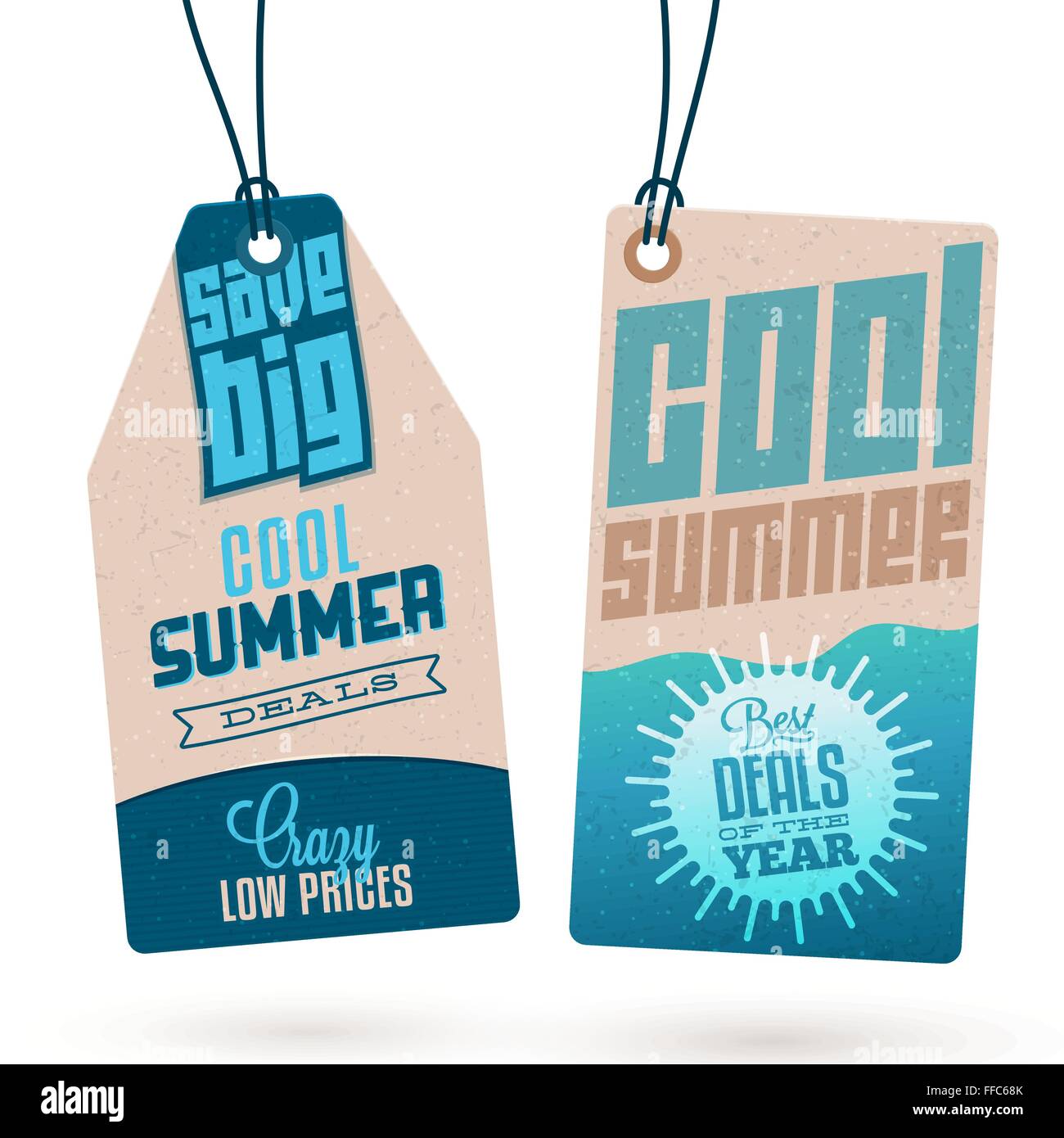 Collezione di Vintage Summer Sales relativi cartellini Illustrazione Vettoriale