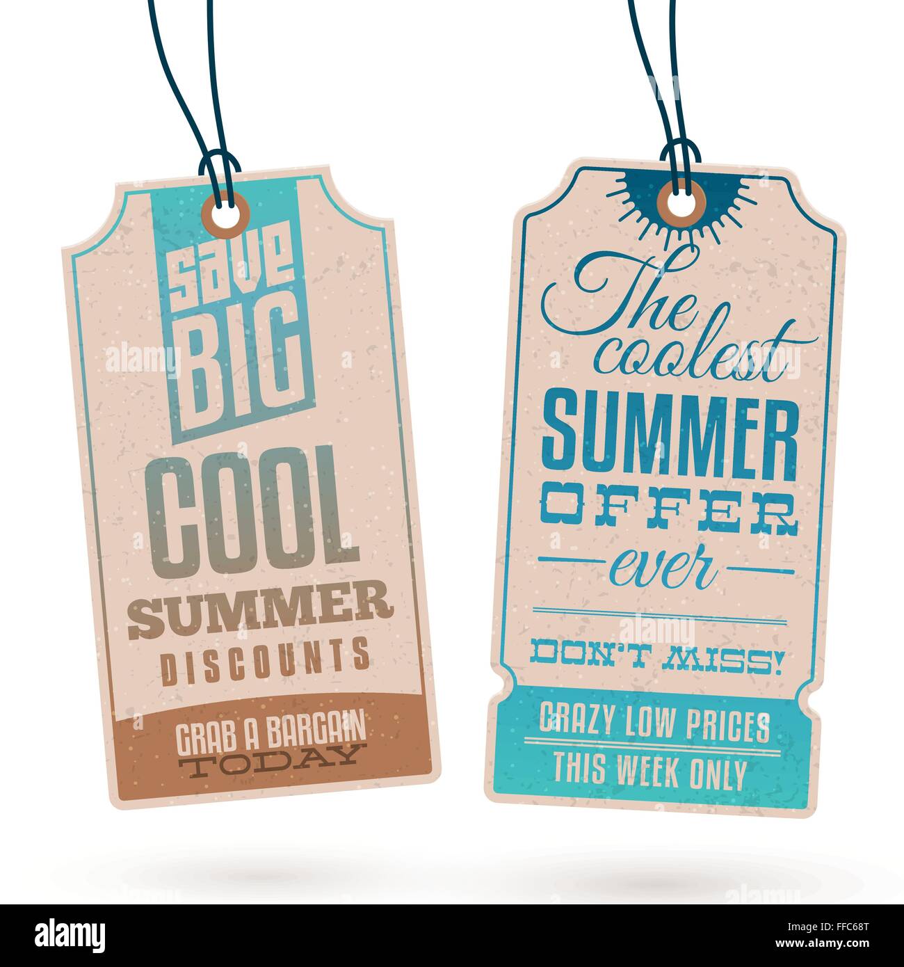 Collezione di Vintage Summer Sales relativi cartellini Illustrazione Vettoriale